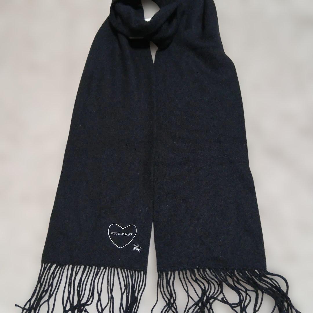 【新品】タグ付き BURBERRY BLUE LABEL　黒マフラー　カシミヤ