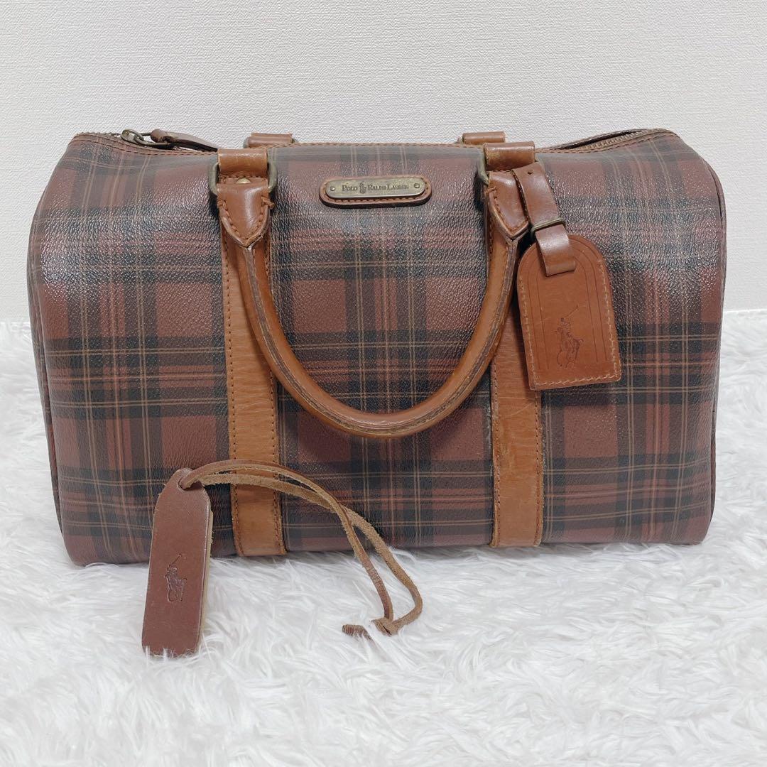 希少色 POLO RALPH LAUREN チェック 柄ボストンバッグ 旅行