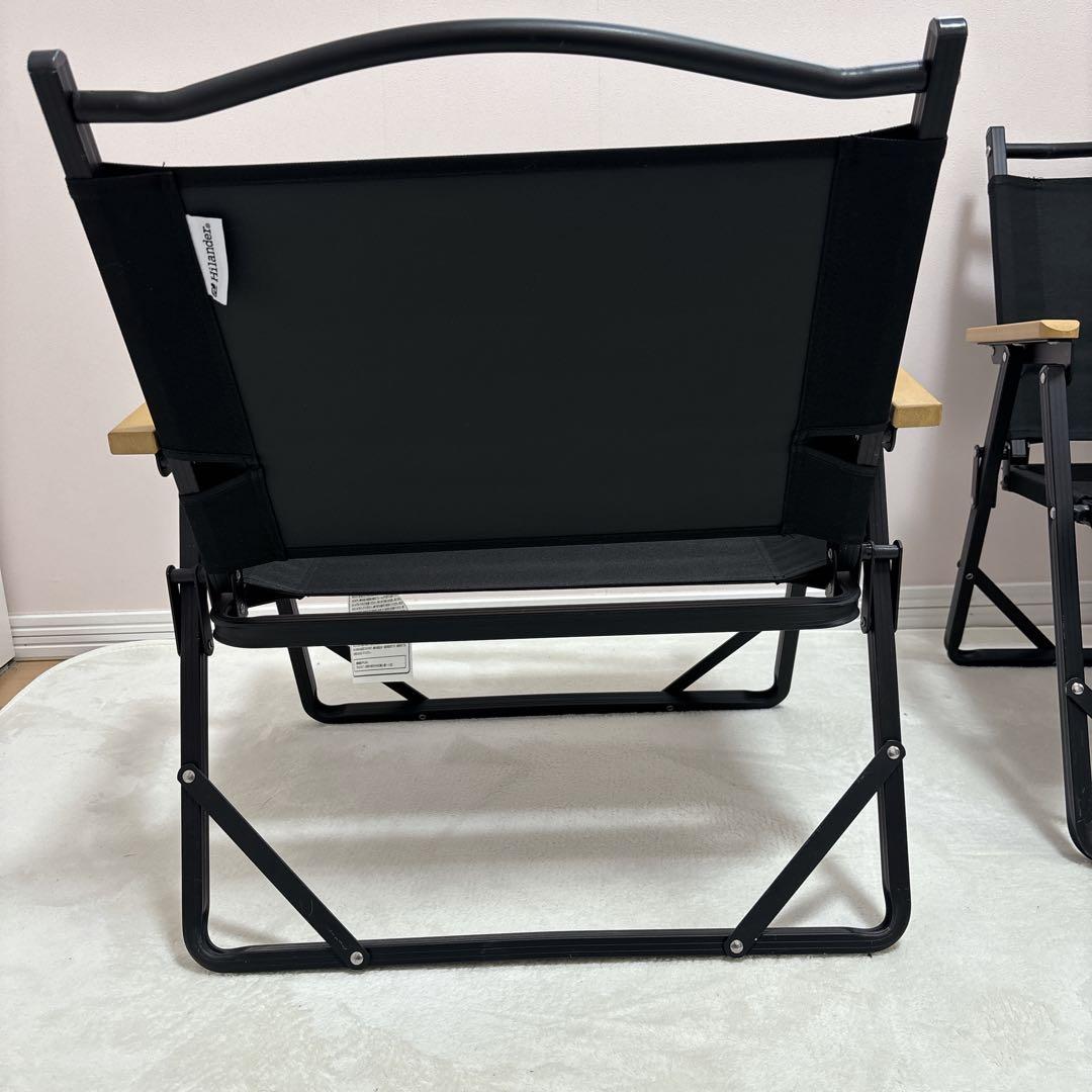 ハイランダー 黒 折りたたみアウトドアチェア 2脚セット