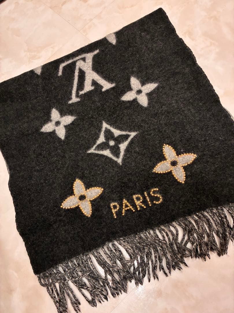 LOUIS VUITTON マフラー グレー/ブラック