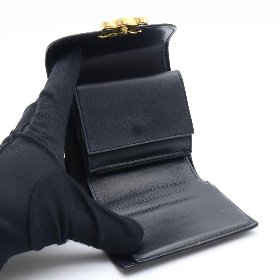 【極美品】CELINE スモールフラップウォレット　三つ折り財布　黒