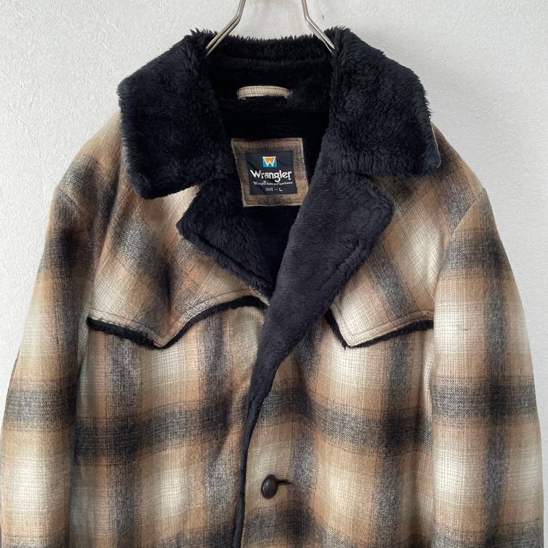 古着 vintage ラングラー シェルパランチコート L オンブレチェック