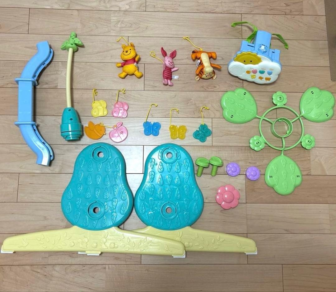 【消毒済】くまのプーさんメリー　えらべる回転6WAYジムにへんしんメリー