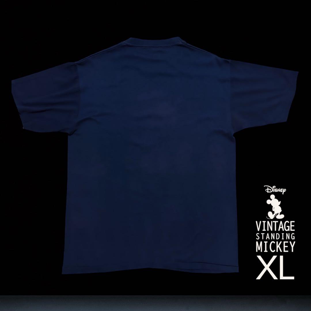 80s Disney ビンテージ 白足 ミッキー XL 紺 ネイビー USA製