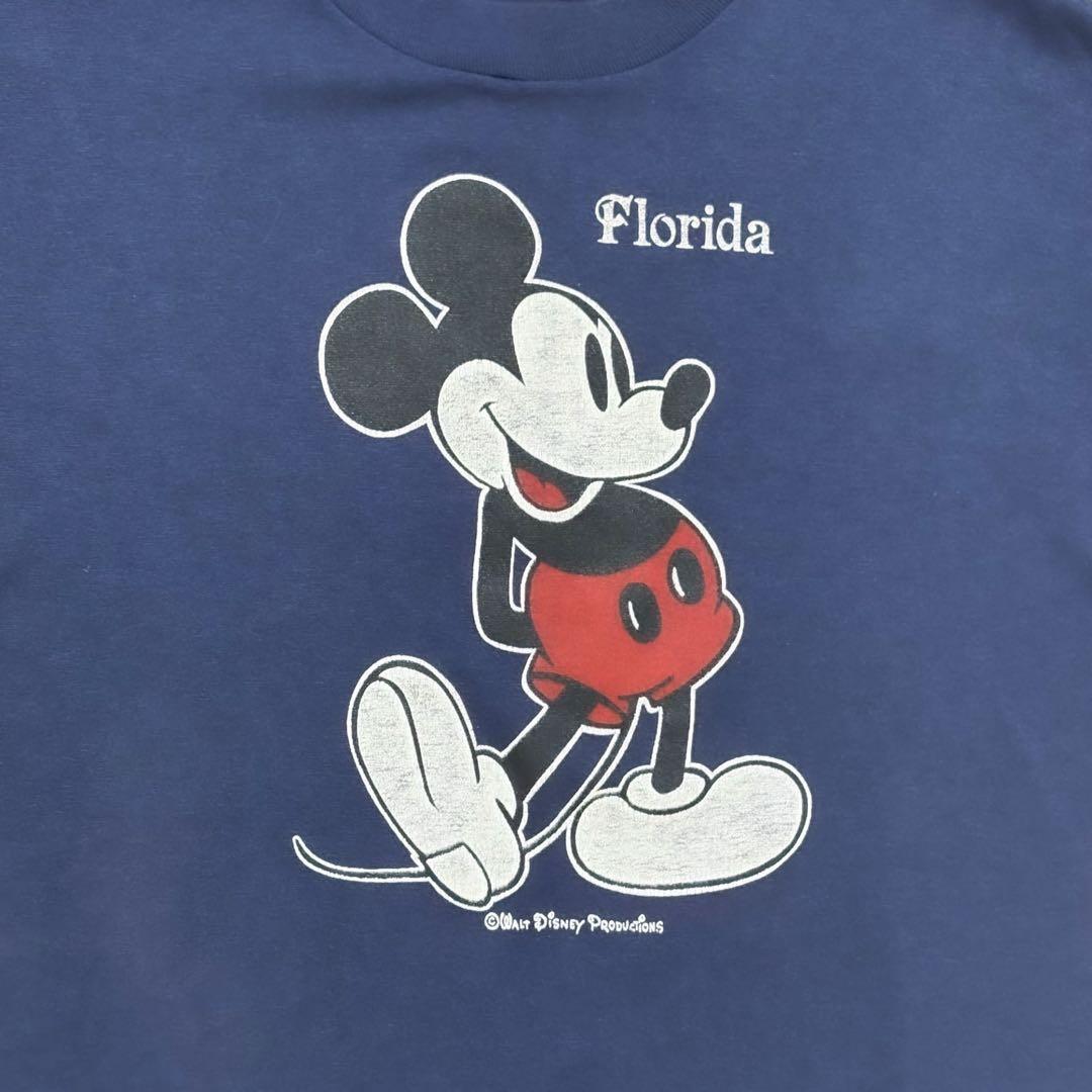 80s Disney ビンテージ 白足 ミッキー XL 紺 ネイビー USA製