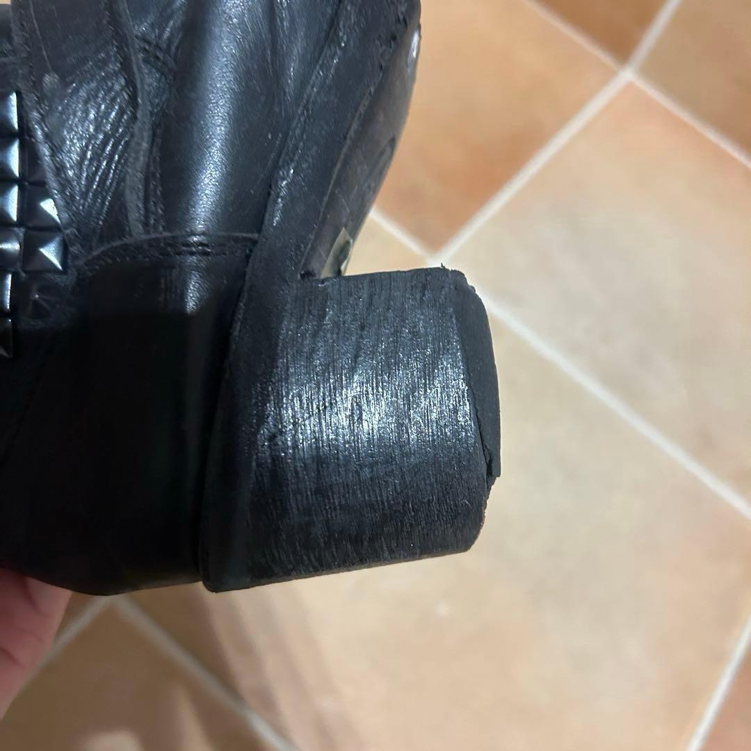 ASH スタッズ 黒 レザー エンジニアブーツ ハイヒール 厚底 36