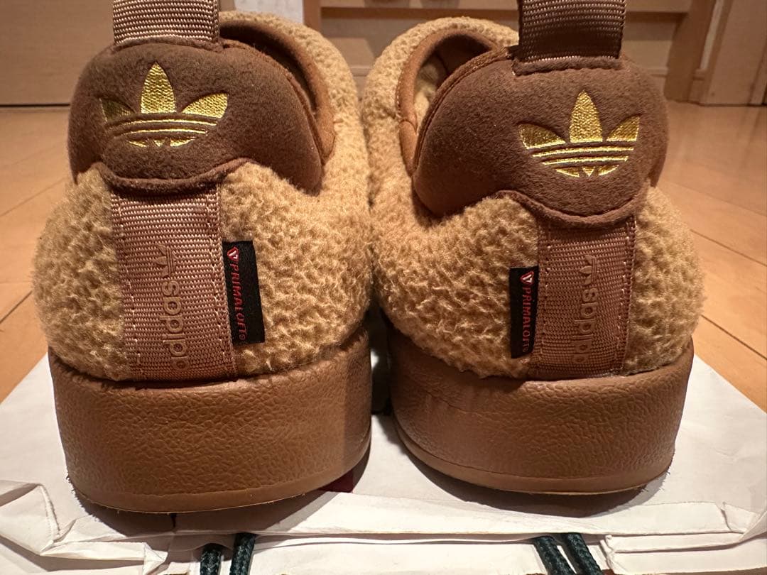 【美品】adidas パフィレッタ ボア スリッポン ブラウン25.5cm