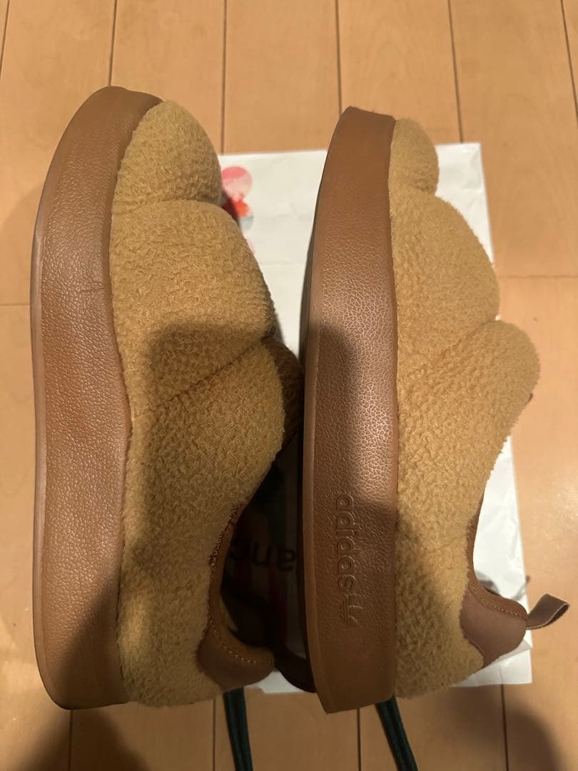 【美品】adidas パフィレッタ ボア スリッポン ブラウン25.5cm