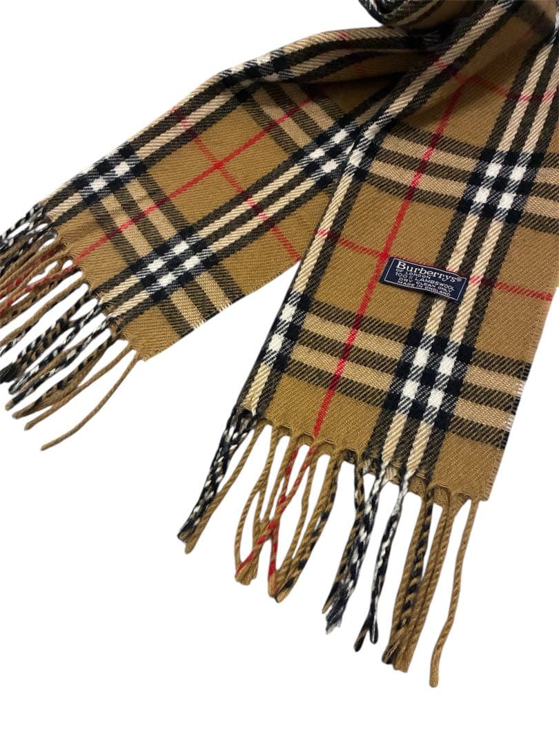 【一点限定】 Burberrys 英国製 ウール ロング マフラー ブラウン