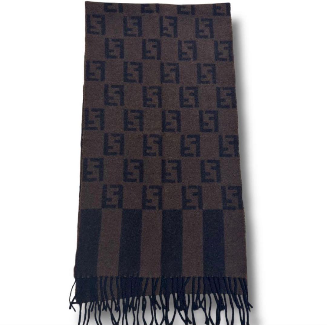 美品✴︎ 【Fendi フェンディ 】マフラー ストール ウール ロゴ ズッカ柄
