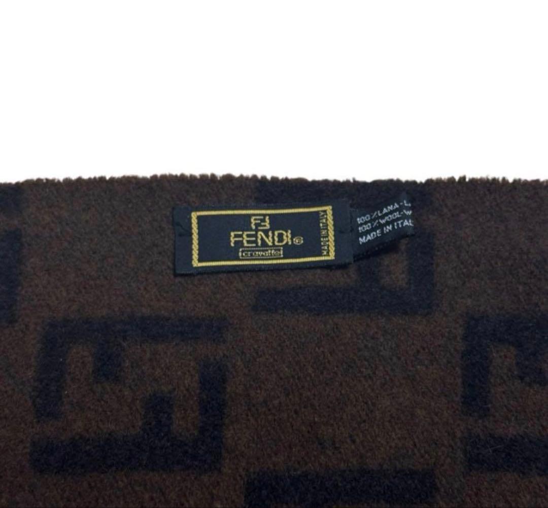 美品✴︎ 【Fendi フェンディ 】マフラー ストール ウール ロゴ ズッカ柄