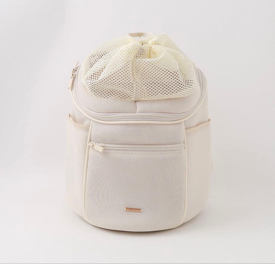 moncheri モンシェリ 軽量メッシュ巾着リュック ベージュ Mサイズ 犬用
