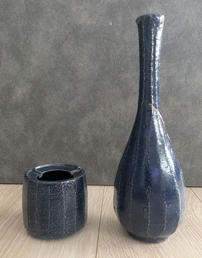 陶器製 灰皿＆徳利セット 木箱付き