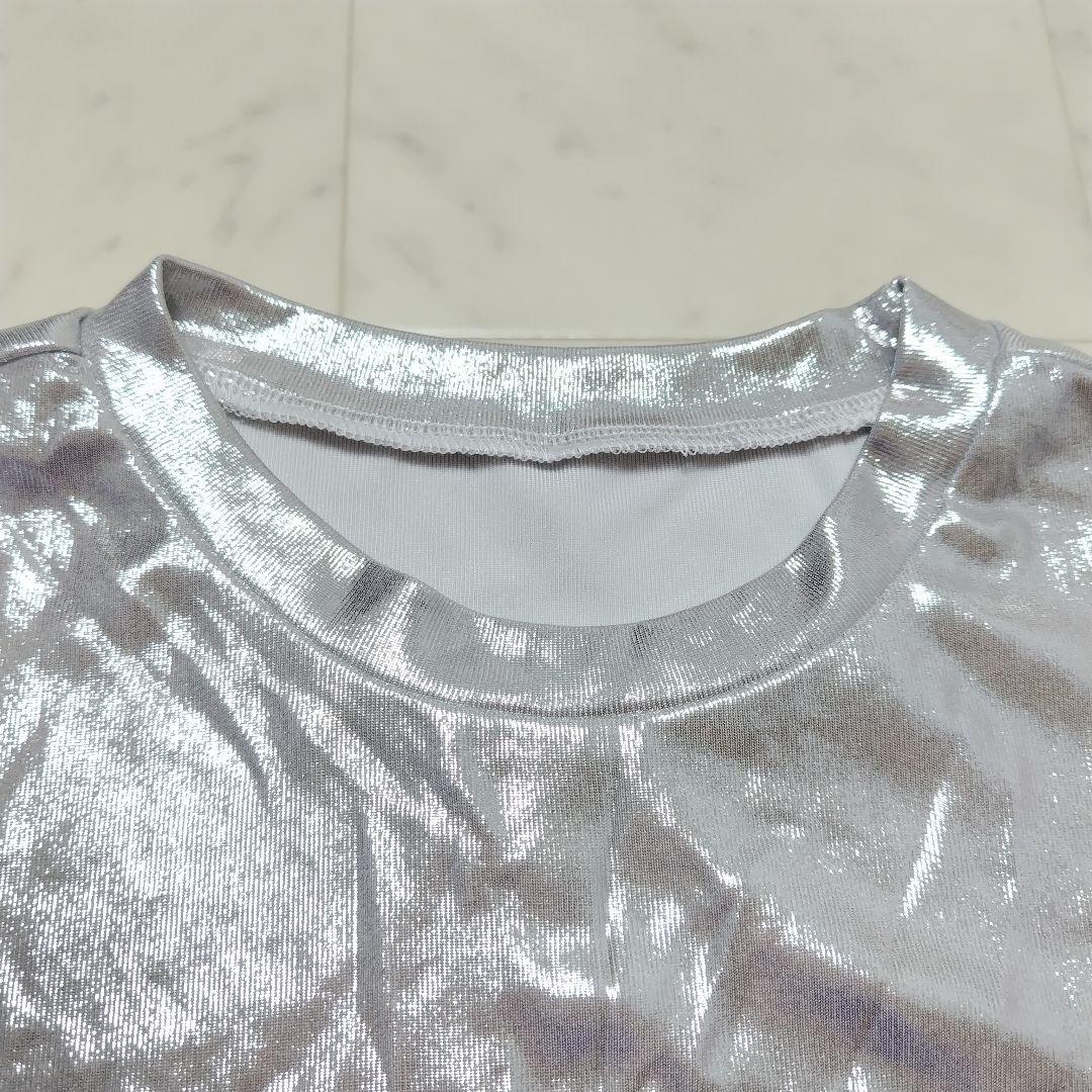 新品 メタリック Tシャツ 2点セット 半袖 ゴールド シルバー 光沢 ピタT