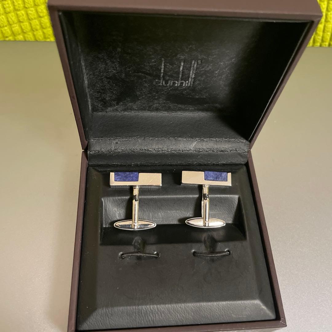 Dunhill 四角形カフリンクス 青色