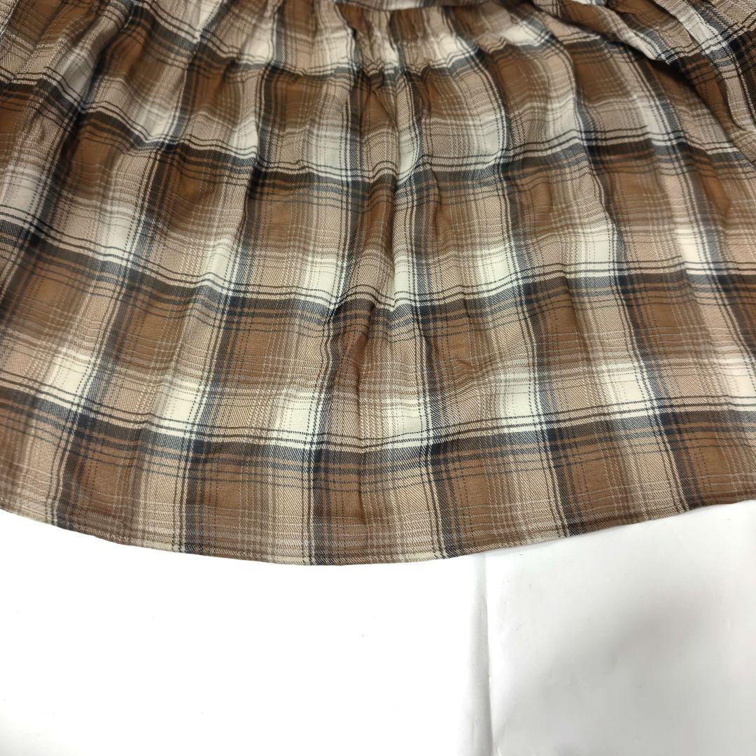 美品　DouDou　チェックワッシャースカート　ブラウン