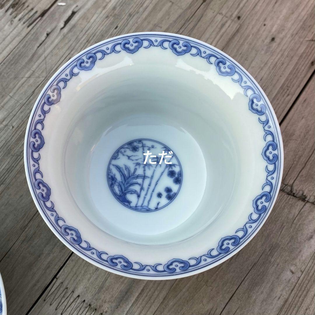 中国茶器 景徳鎮 松梅竹大蓋碗 茶杯 煎茶器 未使用品