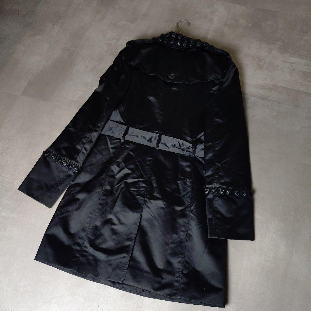 Burberry　サテン装飾付きトレンチコートブラック　ITA36 XS