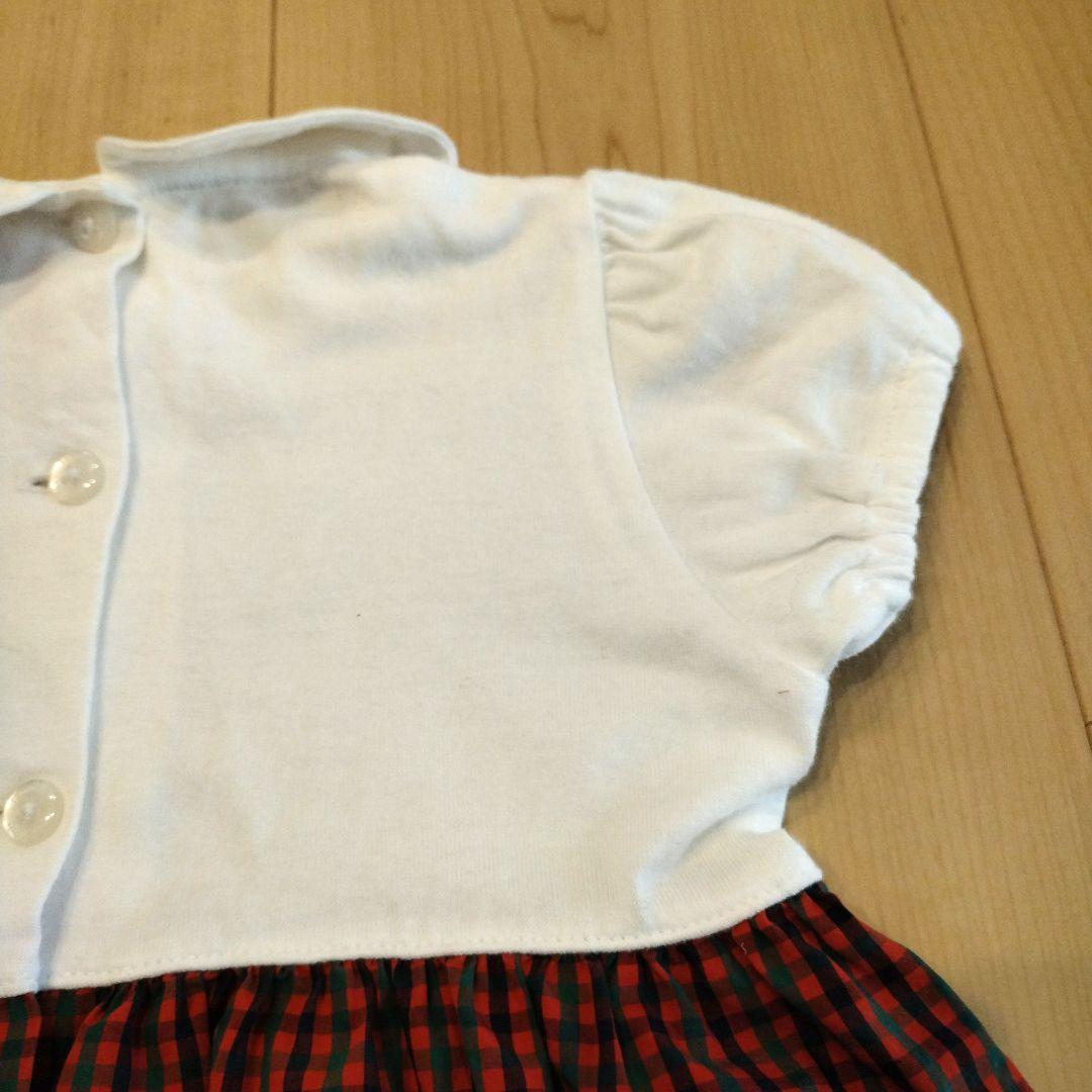 【美品】familiar　赤チェック　ワンピース　サイズ90