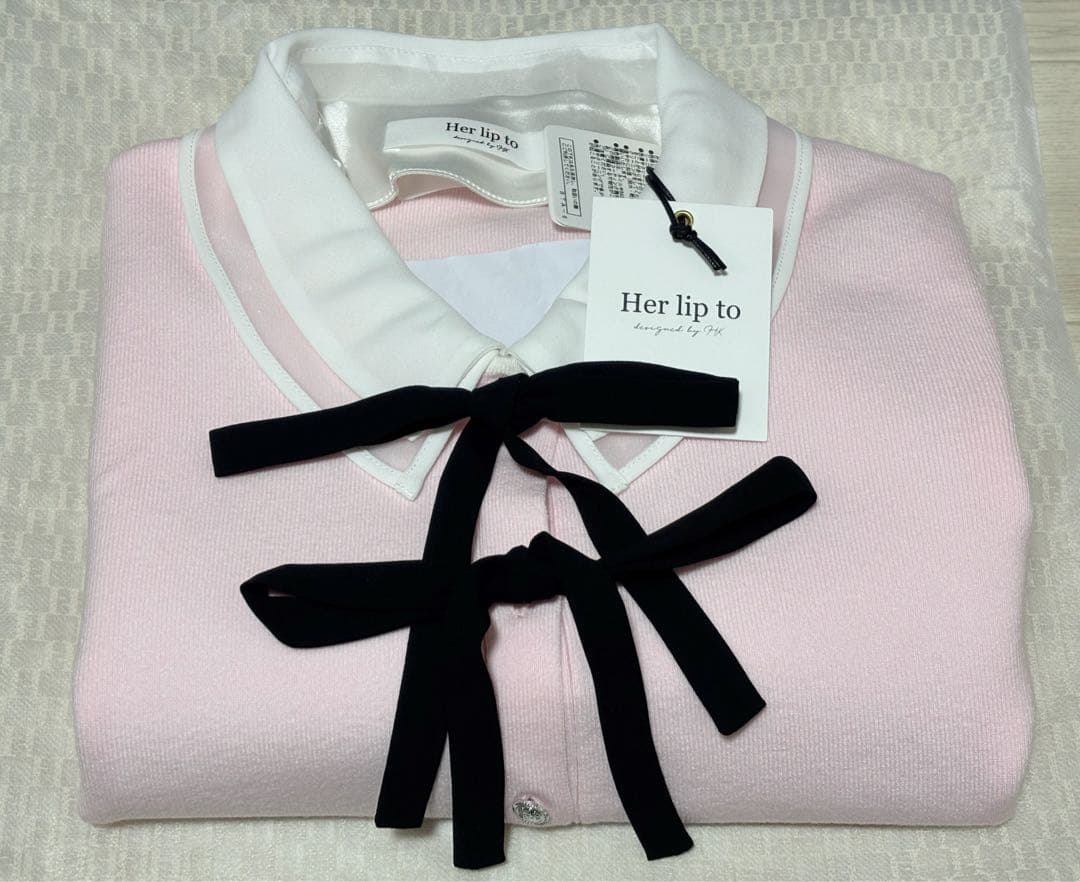 トップス herlipto Lilas Ribbon Knit Cardigan M