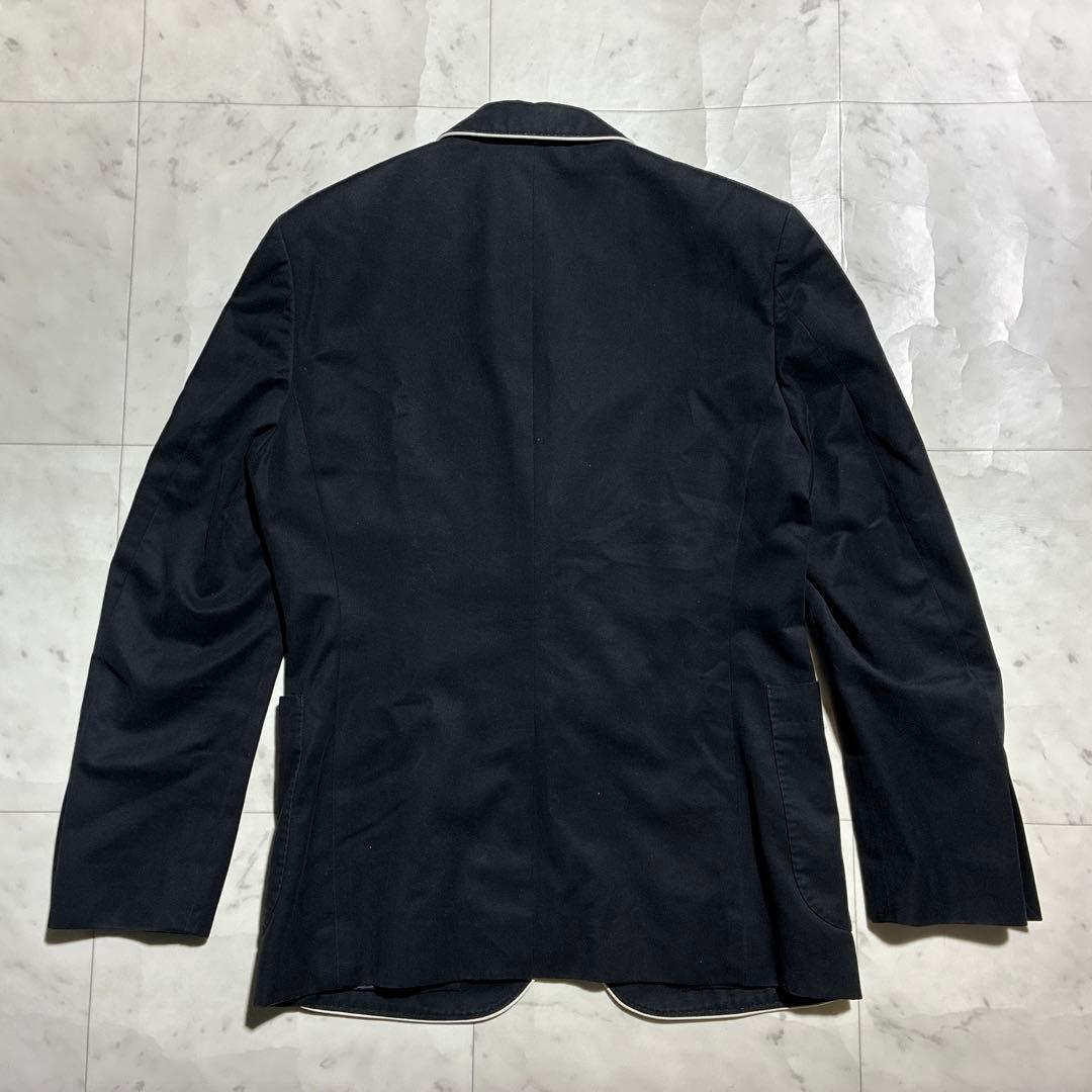 未使用品/ L ラコステ　テーラードジャケット　パイピング　カシミヤ　黒　白