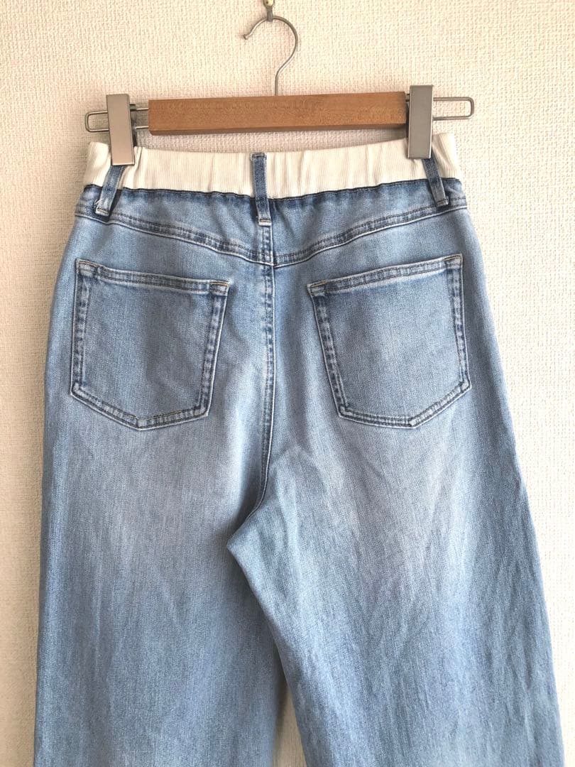 ソフトウエストワイドデニムパンツ【現在販売中】バンヤードストーム ♪新色ブルー