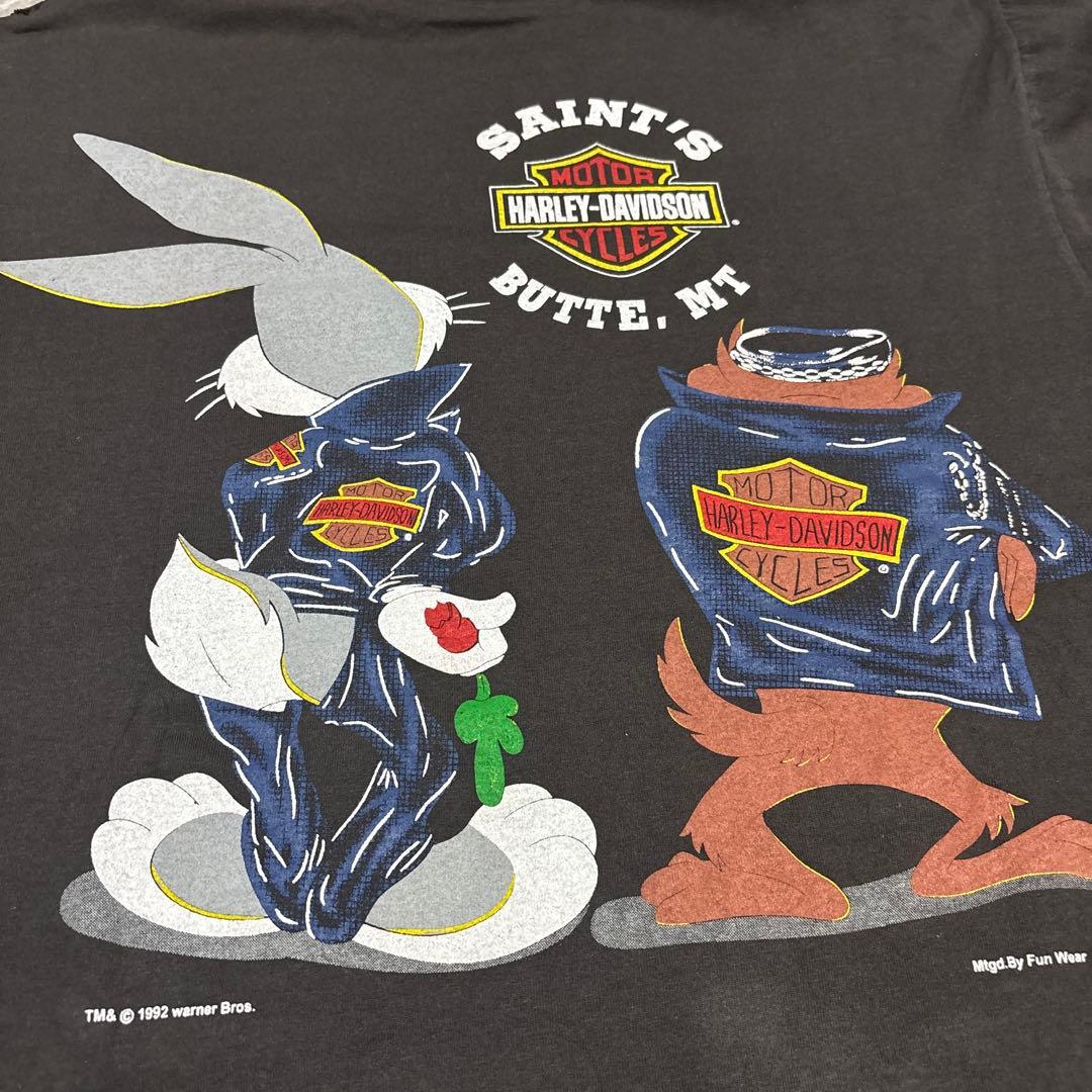 古着ビンテージハーレーダビッドソンルーニーテューンズ90sブラックTシャツXL