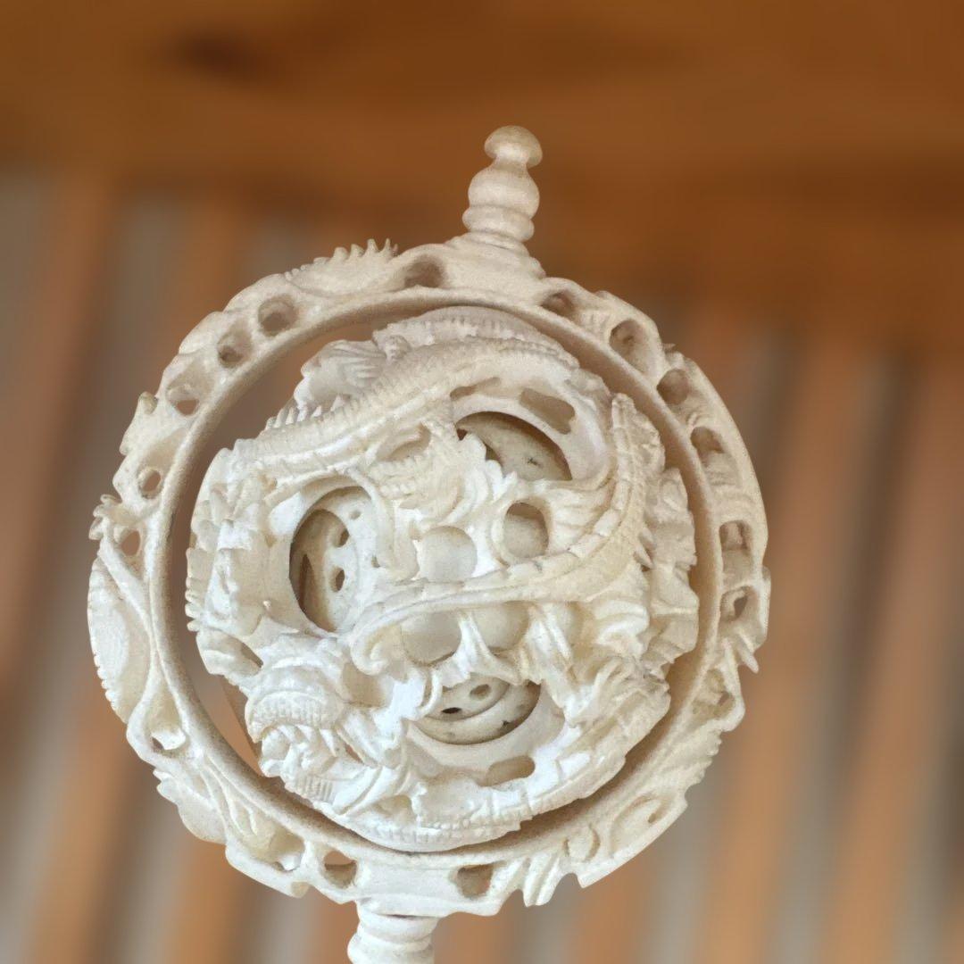 鈴*キ様 中国工芸品　お土産　龍　山水　天球　多層球　置物