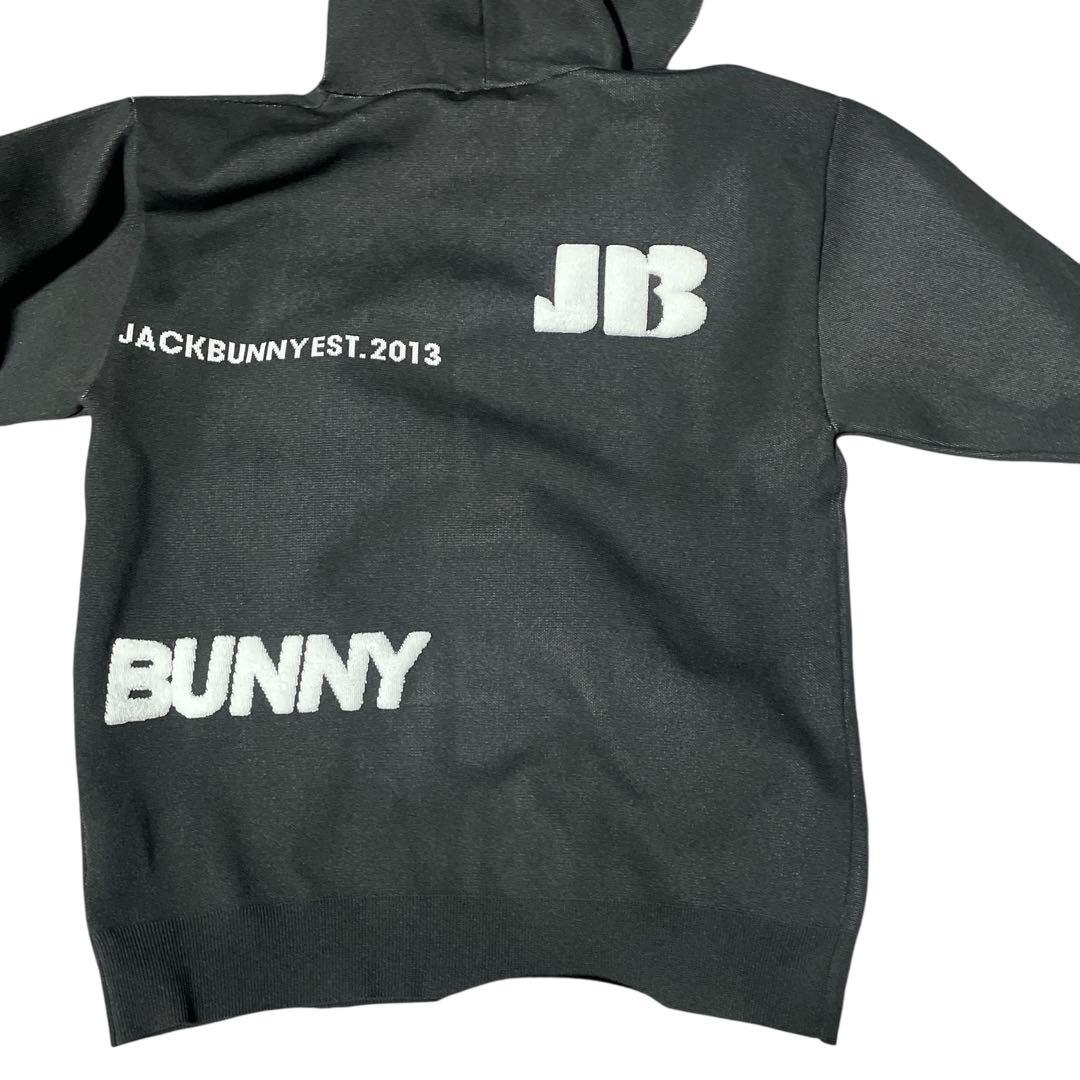 美品☆Jack Bunny!! ロゴジャガードニットフーディ ブラック　サイズ5