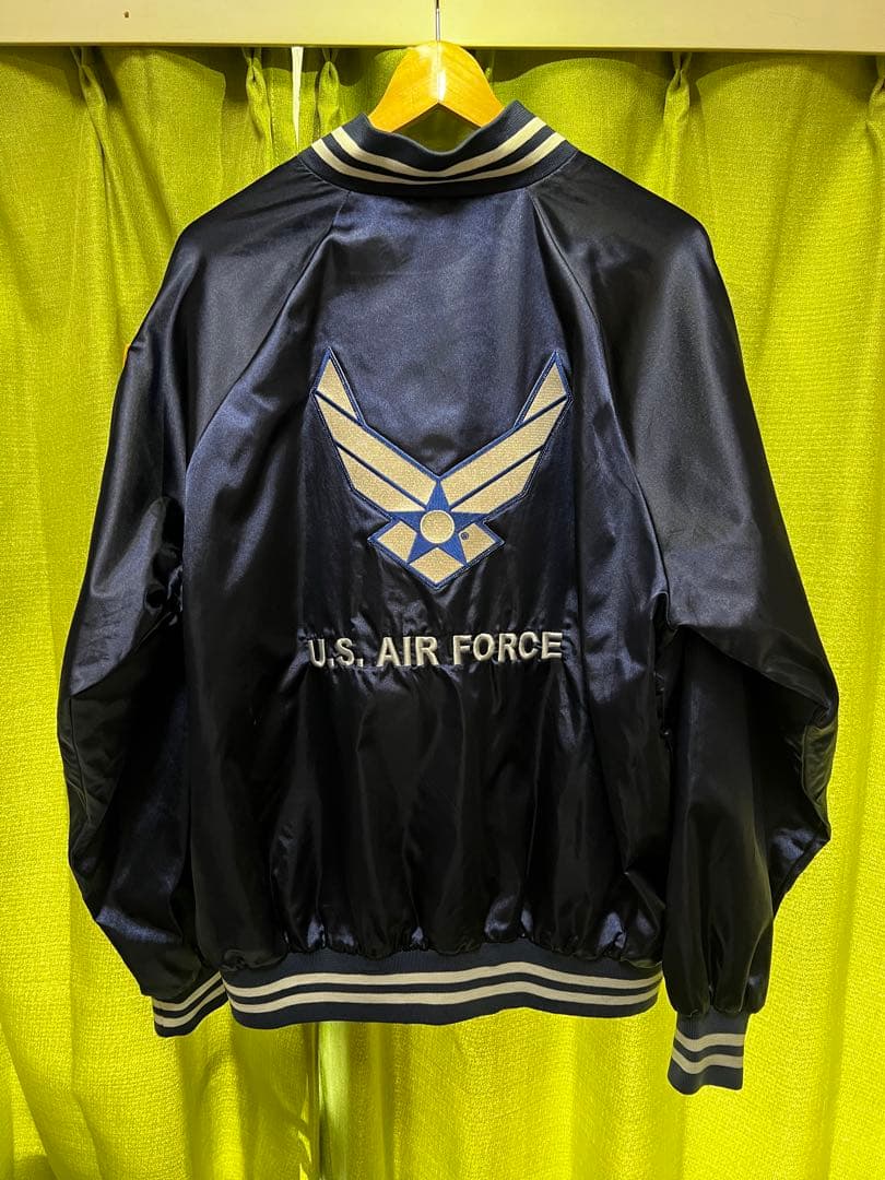 U.S. AIR FORCE 空軍 サテンジャケット ネイビー 刺繍 ビンテージ