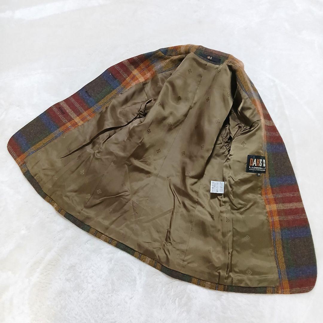 【極美品】DAKS マルチチェック ウールテーラードジャケット 胡桃釦