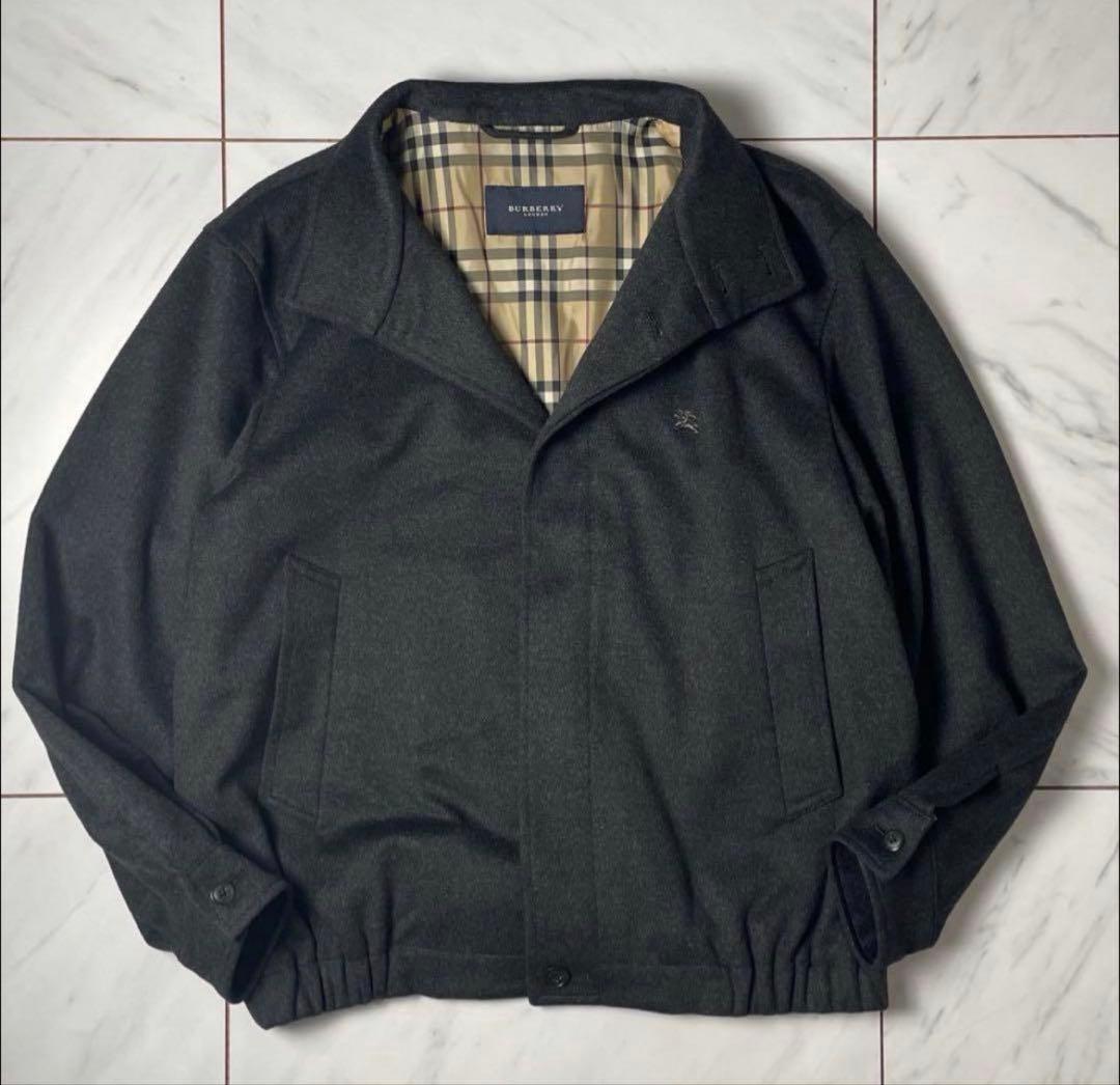 美品 バーバリーロンドン ウール スタンドカラーブルゾン カシミヤ混 黒 M