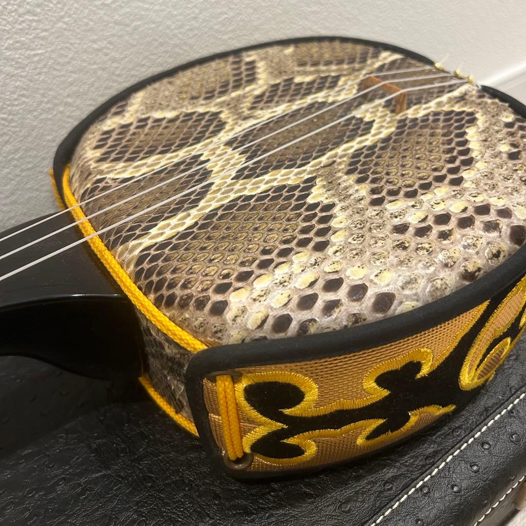 【美品】沖縄 三線 本蛇革 強化張り ハードケース 爪