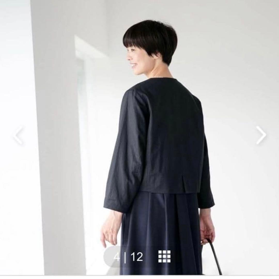 北欧、暮らしの道具店　アトリエナルセ　フォーマルジャケット　リネン　ネイビー
