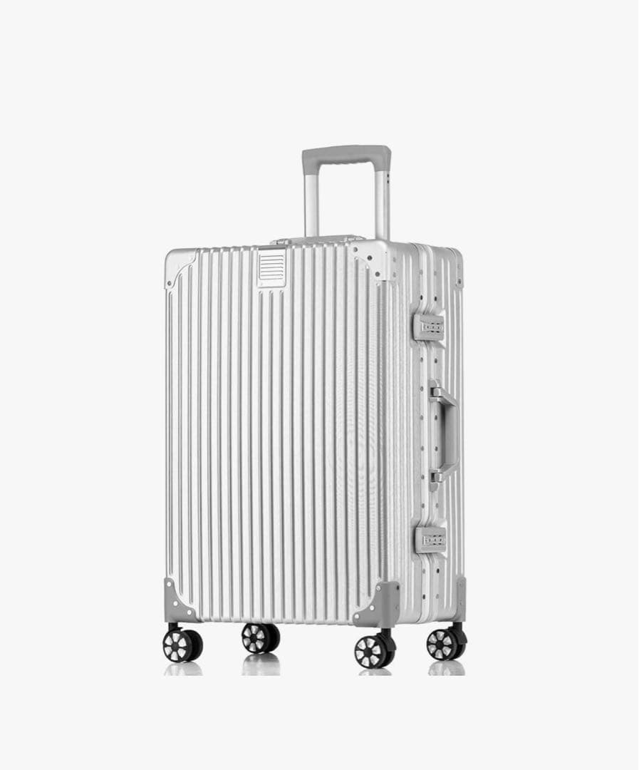スーツケース アルミフレーム シルバー Mサイズ24インチ 4~5泊 60L