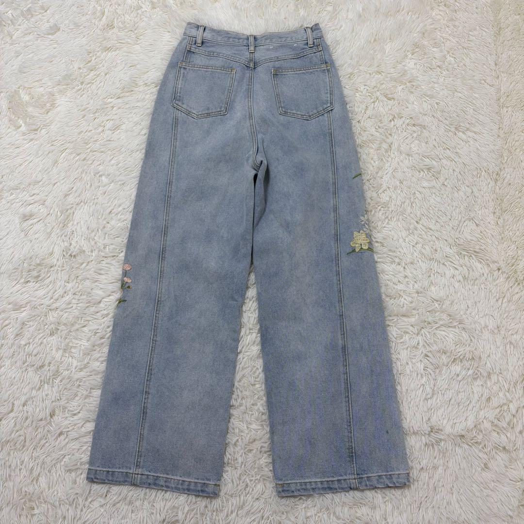 【新品タグ付】FRAY I.D フラワーエンブロイダリーデニムパンツ