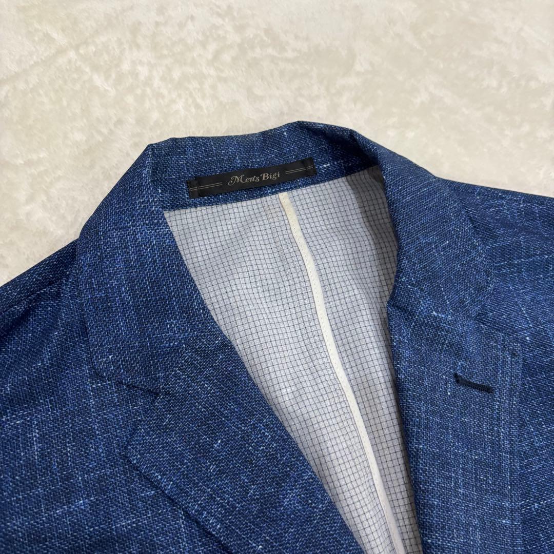 【極美品】Men's BIGI トラベルジャケット ノーカラージャケット