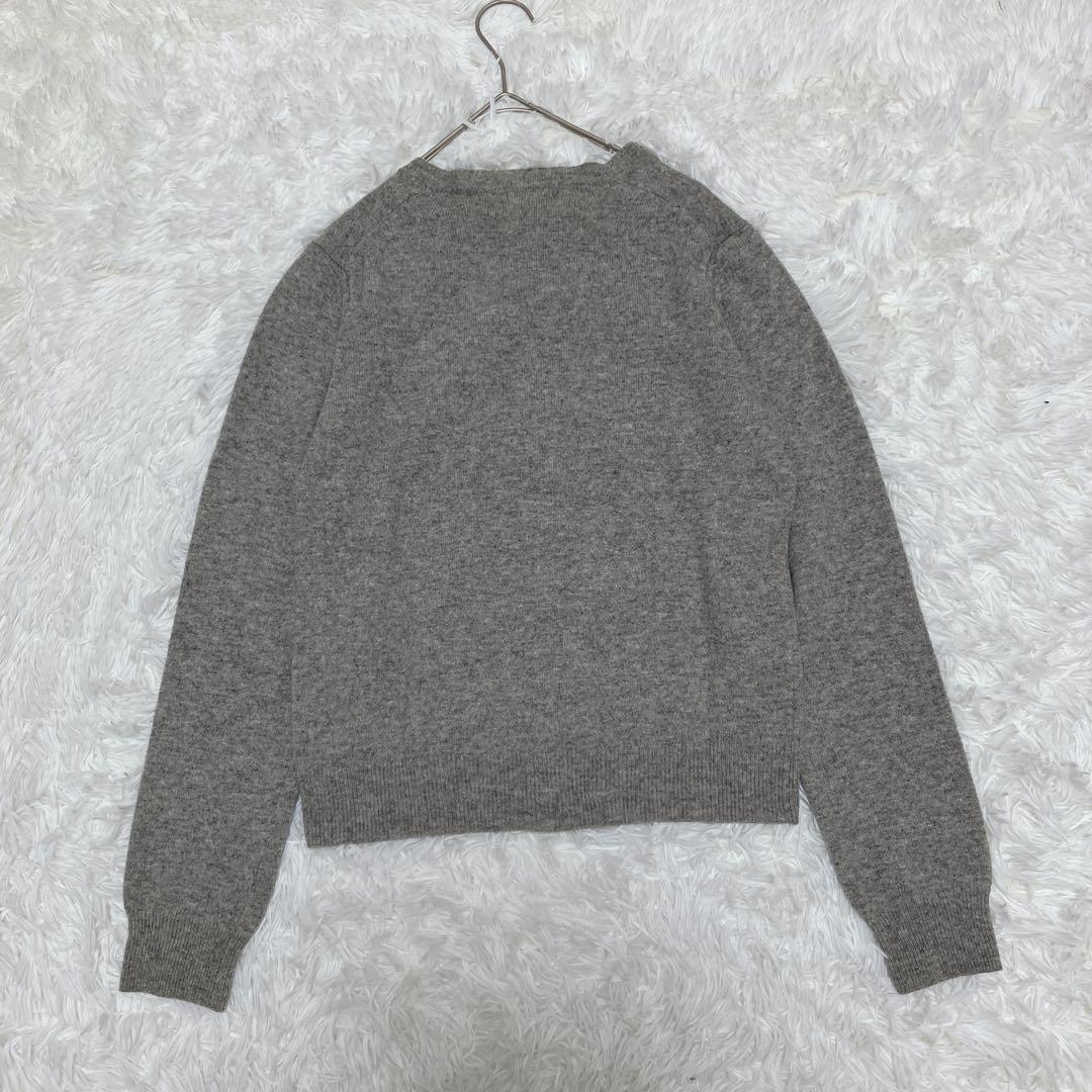 【希少】美品 プレイコムデギャルソン 黒ワッペン ウールカーディガン グレー S