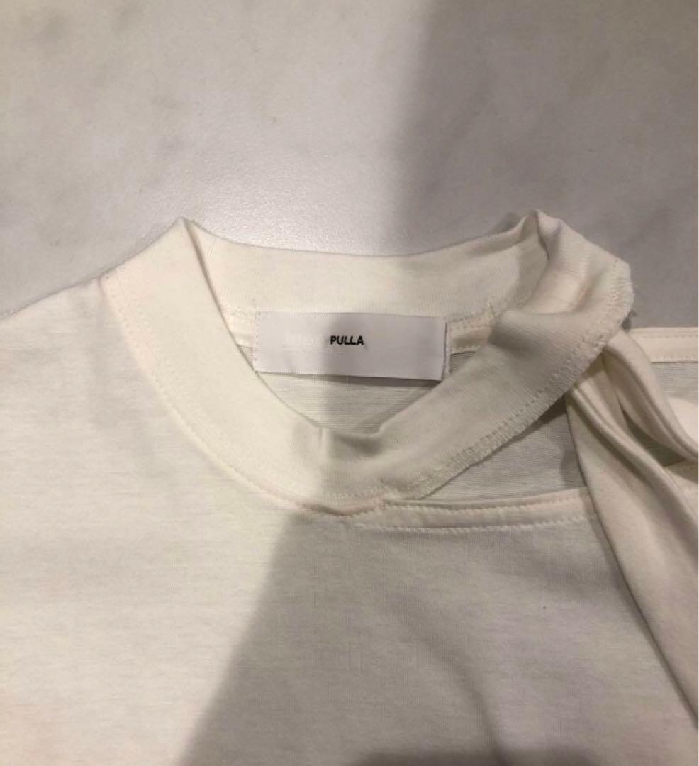 【新品タグ付】TOGA PULLA リボン付きホワイトTシャツ 36