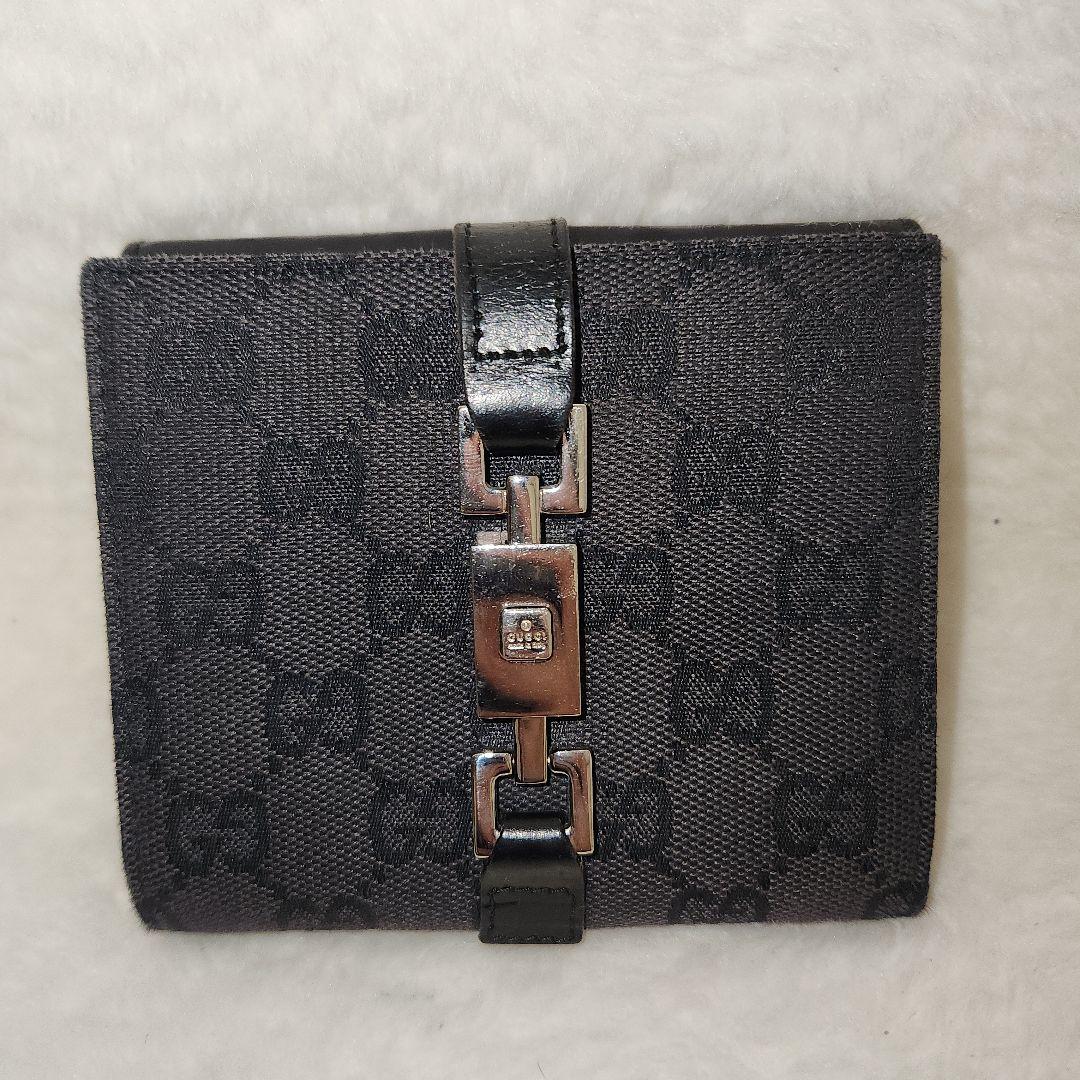 グッチ 折り財布 GG　キャンバス ジャガード ジャッキー ブラック