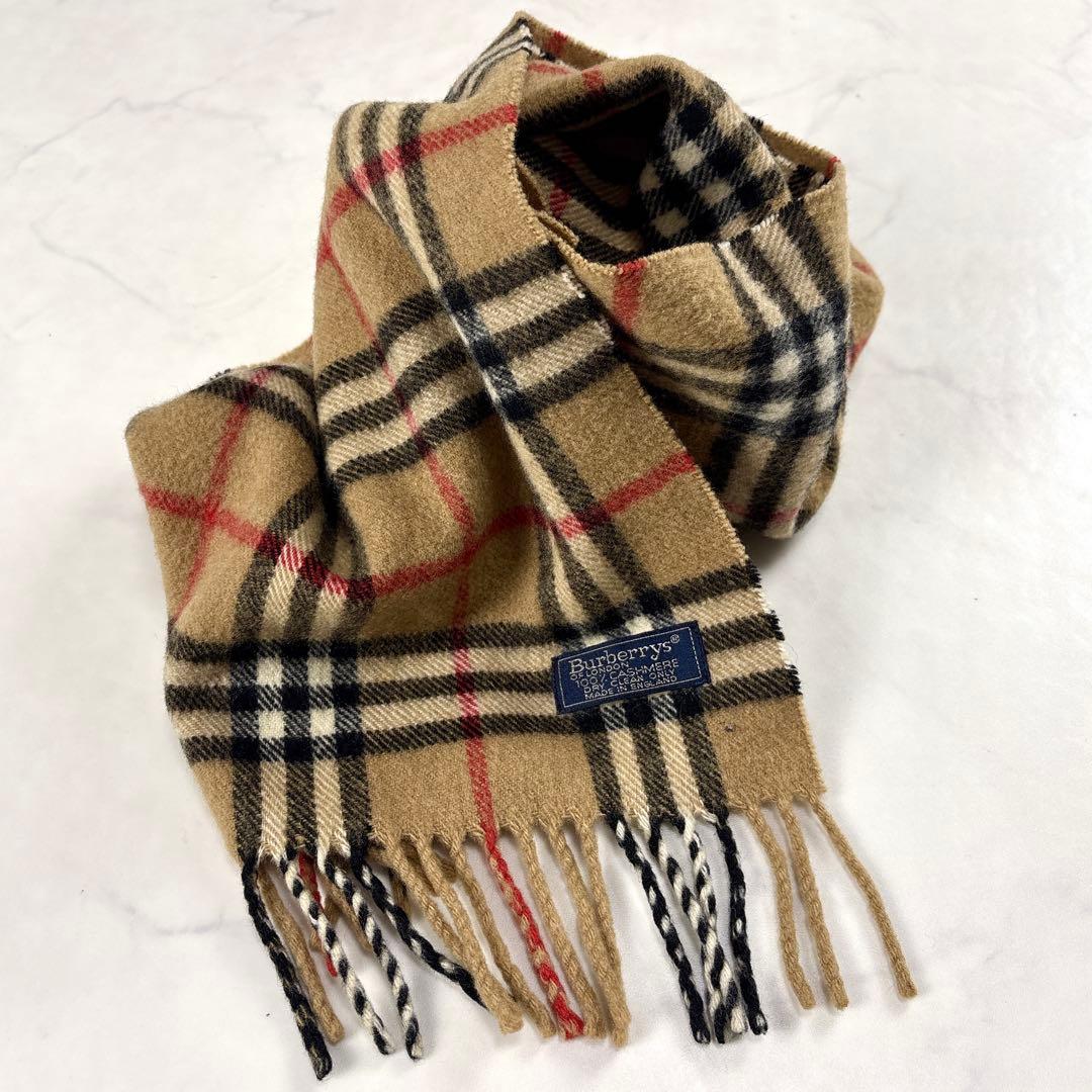 【高級 美品✨】バーバリーズ カシミア100%ノバチェック マフラー ベージュ