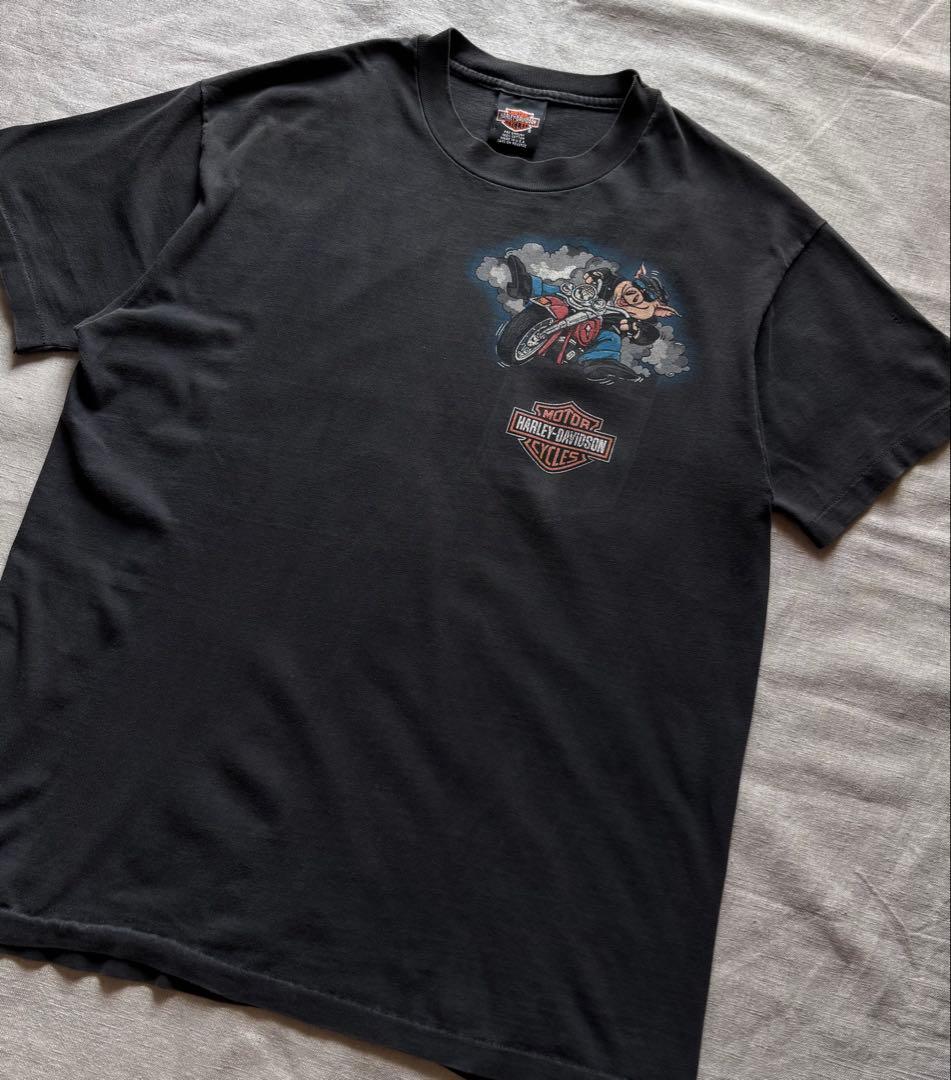 【雰囲気抜群】90s ハーレーダビッドソン Tシャツ フレイムUSA製 アメカジ