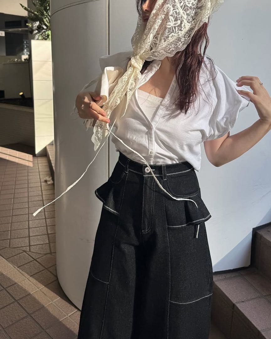 【未使用】WILLFULLY ★ frill pocket denim