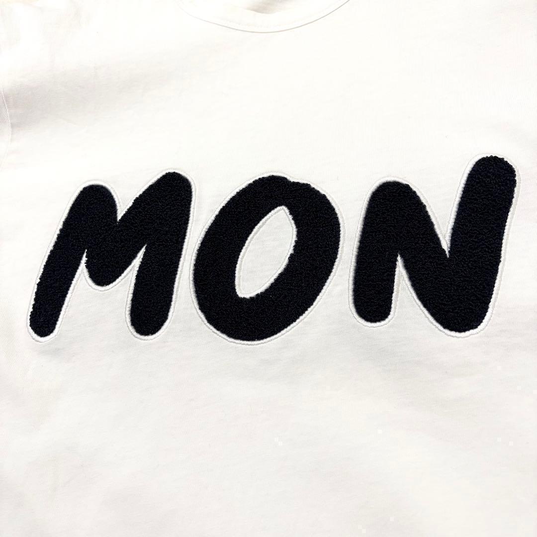 【美品L】モンクレール アップリケ パイル生地 ロゴ 半袖Tシャツ ロゴ