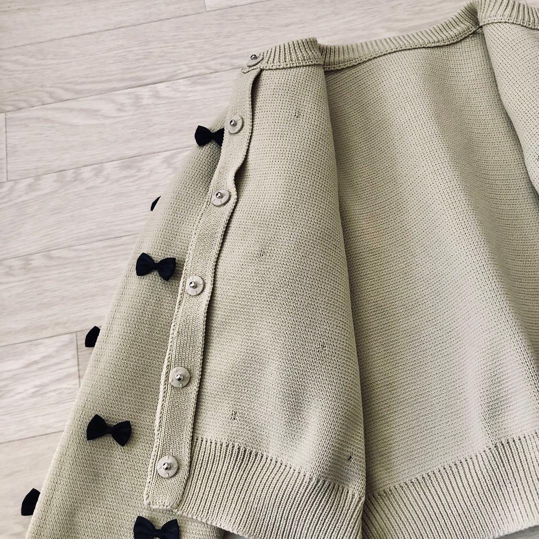 美品　AMERI MANY RIBBON SHORT KNIT TOP s