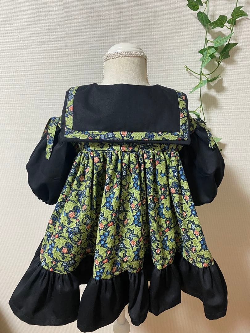ハンドメイド　ふっくら袖ワンピース
