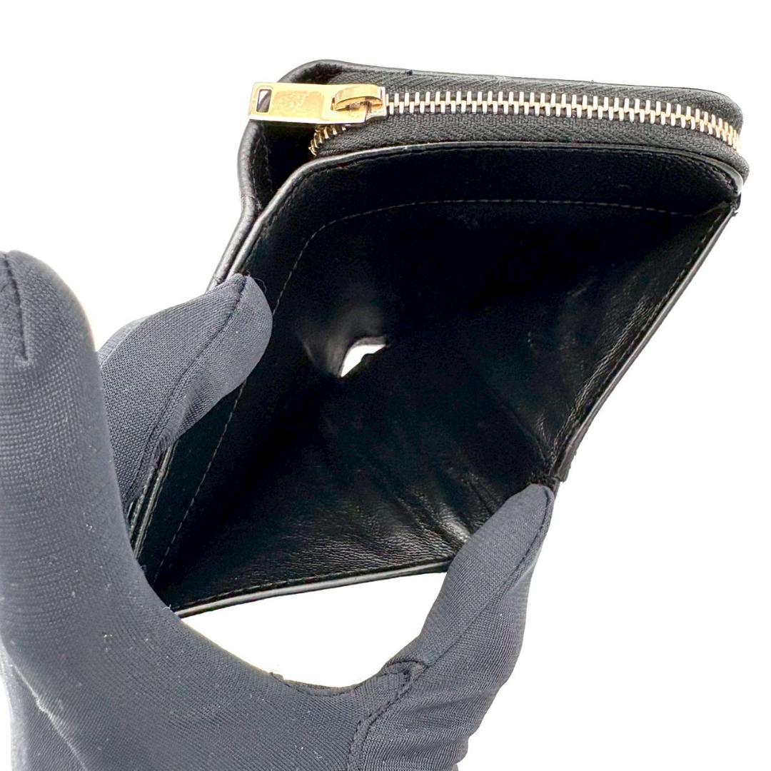 サンローラン パリ 折財布 キャビアスキン Vステッチ YSL 黒 2779