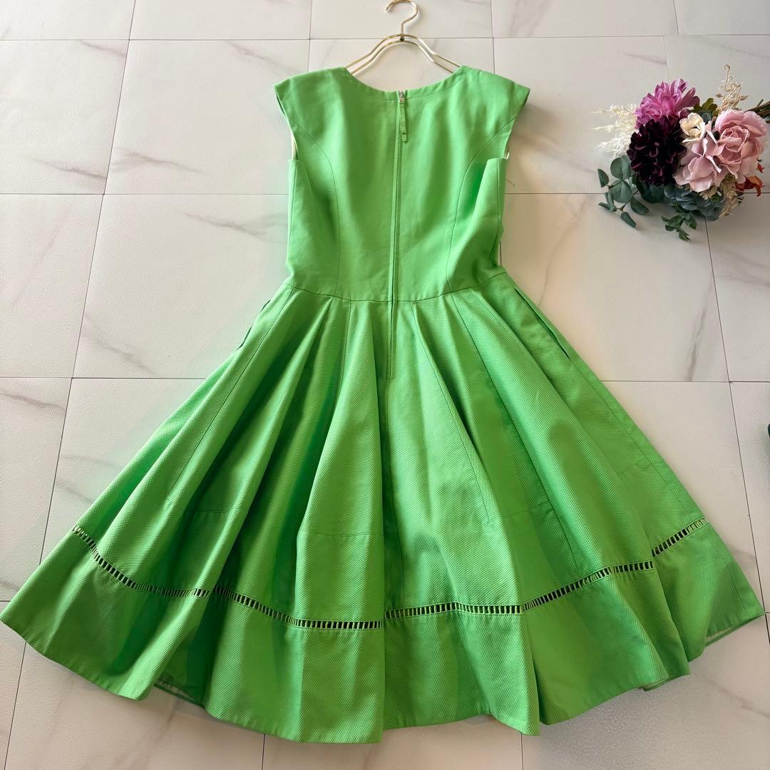 NO3-114FOXYコットンAライン美シルエットドレス38グリーン