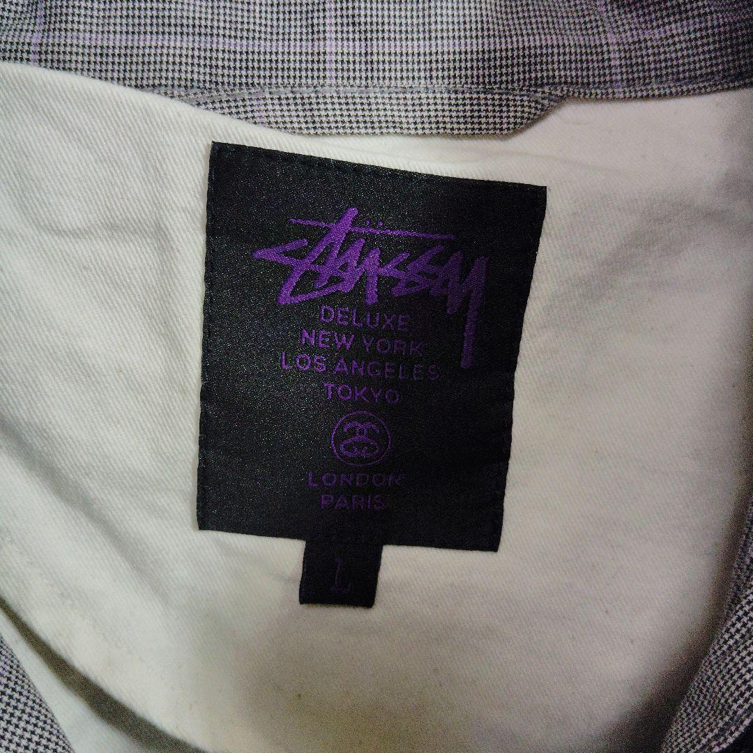 STUSSY　スイングトップ　グレンチェック　グレー　ブルゾン　SSリンク 刺繍