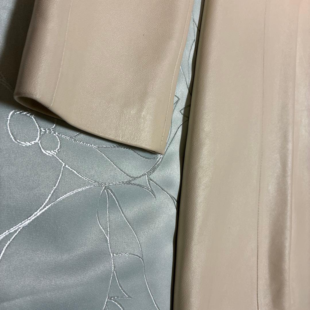【ラム】レザー ロングコート・アイボリー
